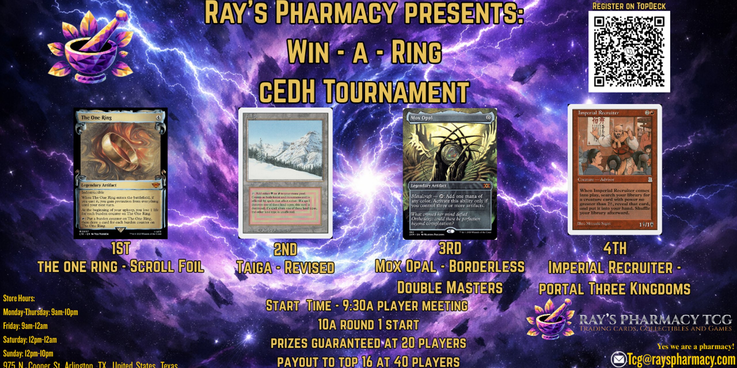 Ray's Pharmacy Presents: Win - a - Ring cEDH tournament