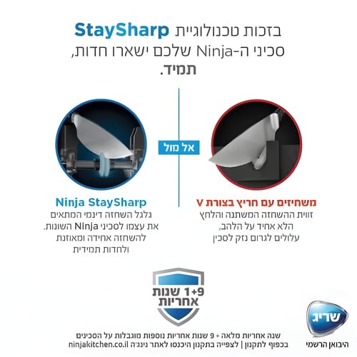 מערכת 6 סכינים עם משחיז ™ Foodi™ StaySharp מבית Ninja- יבואן רשמי!