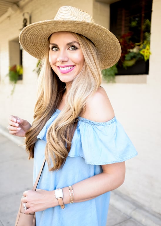 Ruffled off the shoulder dress