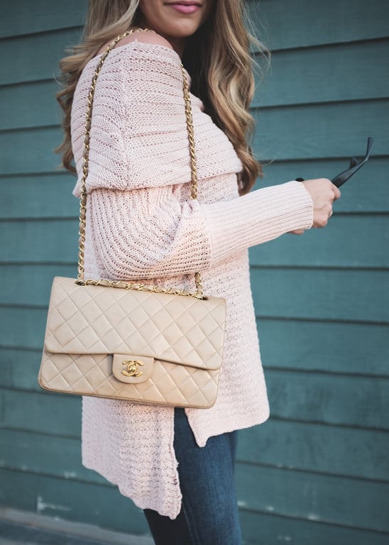 beige chanel classic flap 