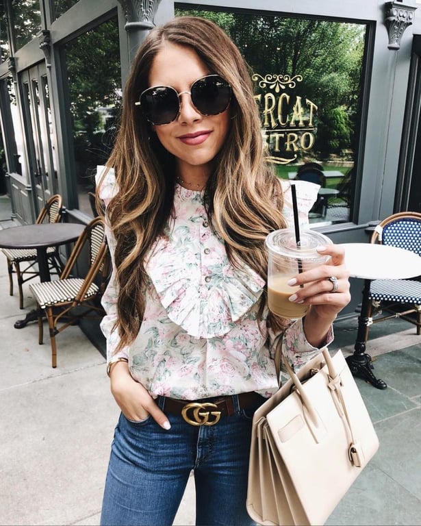 Rebecca Taylor Ruffle Blouse and Gucci Belt