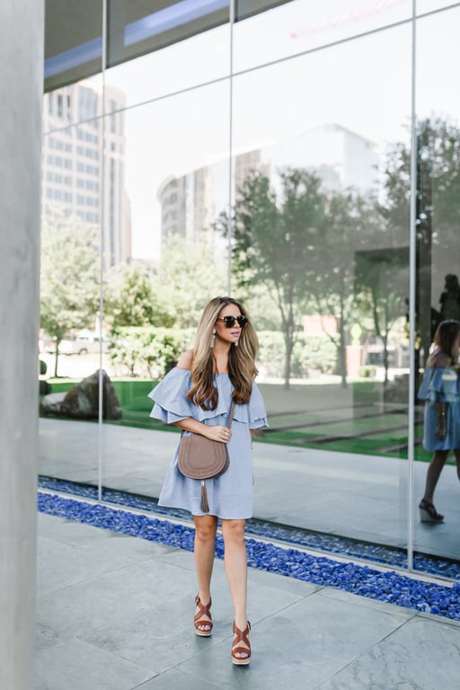 Ruffled Off the Shoulder Dress Outfit 