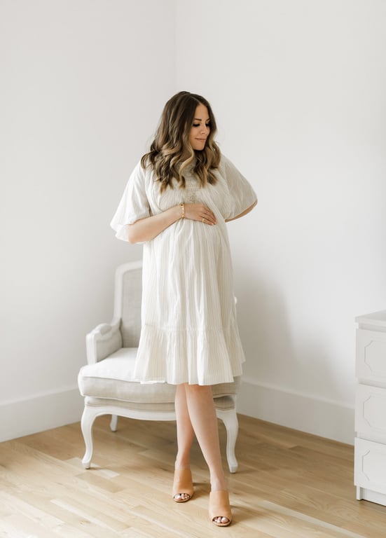 white baby shower dresses Gray Short Sleeves V-neck Maternity Dress Dress, Gray / M 3 cm difference due to manual measurement and a little color variation for different display setting Bust (cm) SHEIN Women's White Summer Elegant
