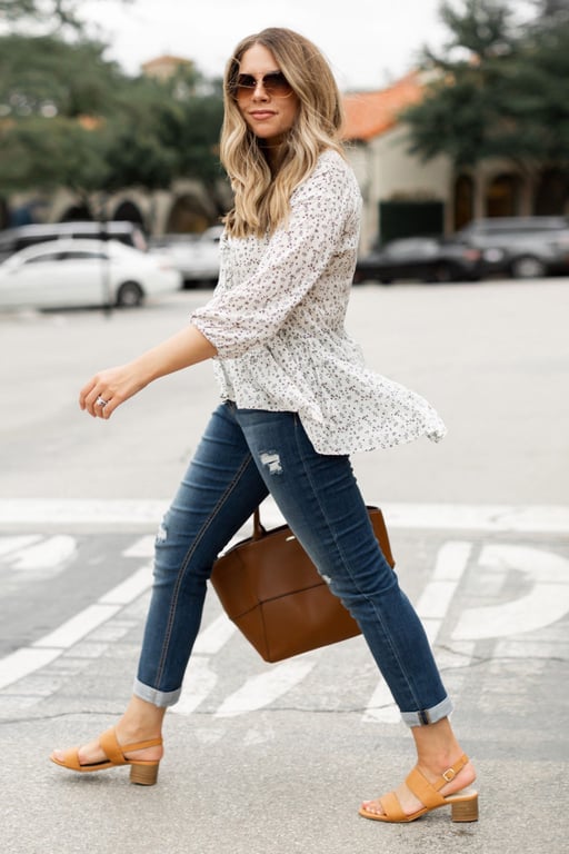 floral blouse outfit