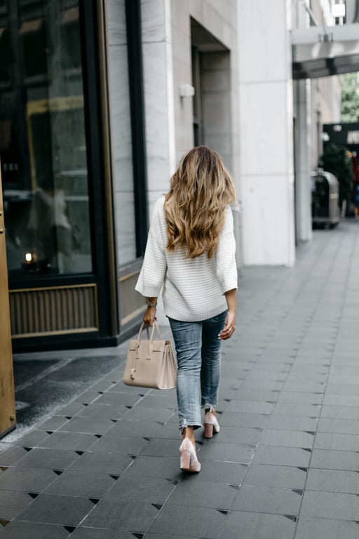 How to make pink velvet pumps look casual
