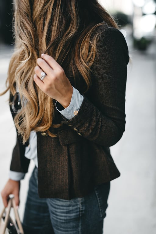 herringbone peplum blazer