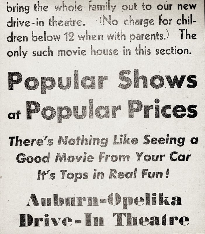Newspaper ad from the Opelika Daily News