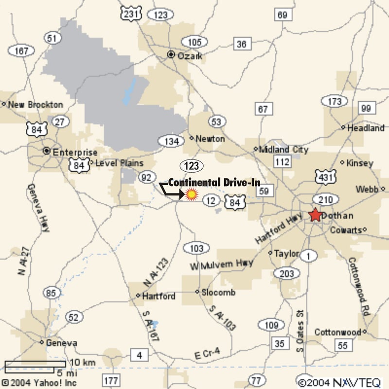 Map to the Continental Drive-In