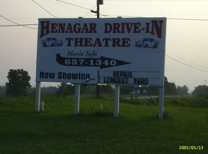 Road sign - Henagar Drive-In