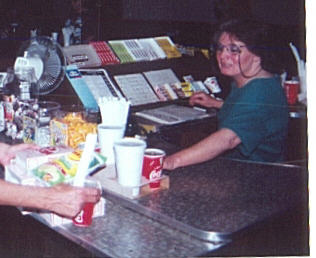 snack bar, notice display of Golden Flake Potato chips, a famous southern brand