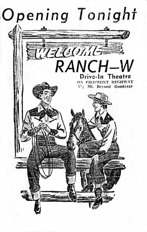 Opening night ad for the Ranch W.