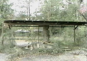 The ticket booth of the Rebel, taken (on videotape) the day the theatre was torn down.