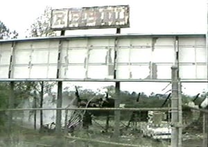 The old Rebel marquee the day the theatre was torn down.