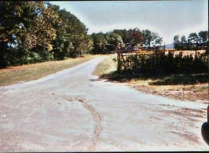 The last remnant of the old Shadyside Drive-In, the exit ramp and part of the fence, before they were replaced by an industrial park.