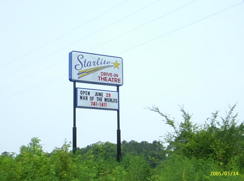 Marquee of the Starlite Drive-In in Anniston, Alabama.