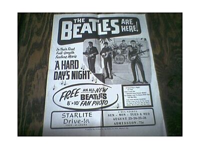 Flyer for the Troy Drive-in movie "A Hard Day's Night".