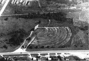 This aerial is from Bobby Scarboro's massive collection of local historic photographs.  This image unfortunately is the only one available of the Tower Drive-In that Bobby had in his massive photo library.