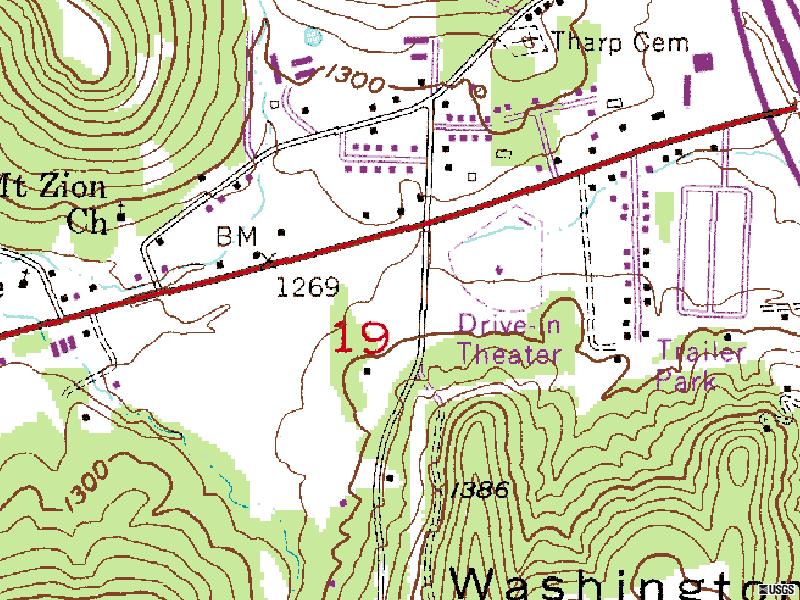 TerraServer map of former site on west US-62