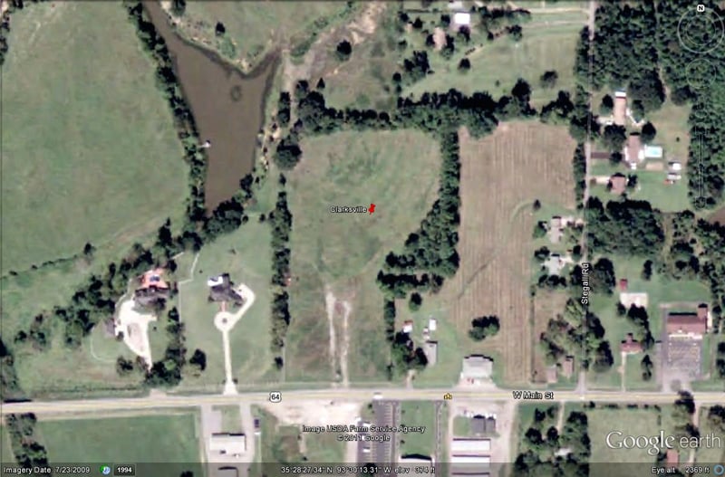 Google Earth image of site on US-64 just west of Stegall Rd. on the west side of town