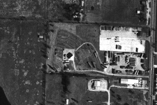 aerial view of the Grove Drive-In
