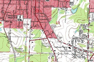 usgs topo map showing location of drive-in south of town