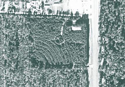 Aerial photo taken January 25, 2002, as you can see the trees are growing in this drive-in, this drive-in is 2 km south of town.