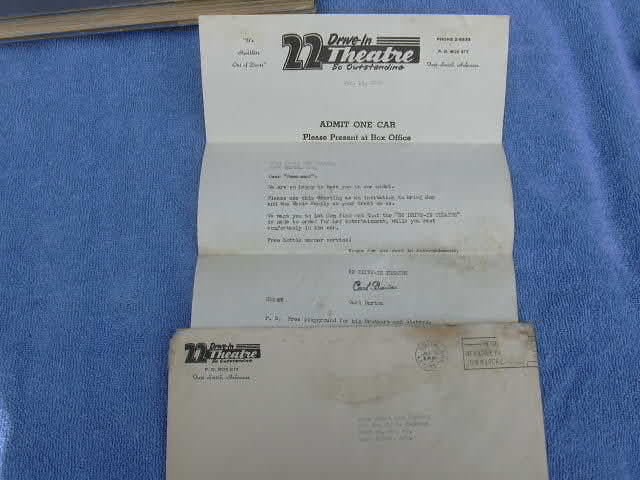 Free pass into the drive- in...letter.