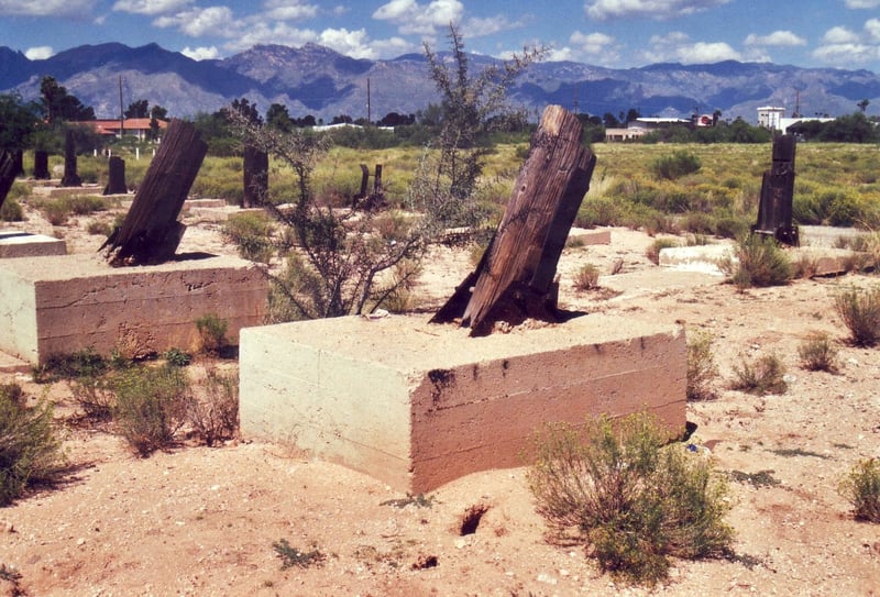 Remains of the screen tower baking in the sun