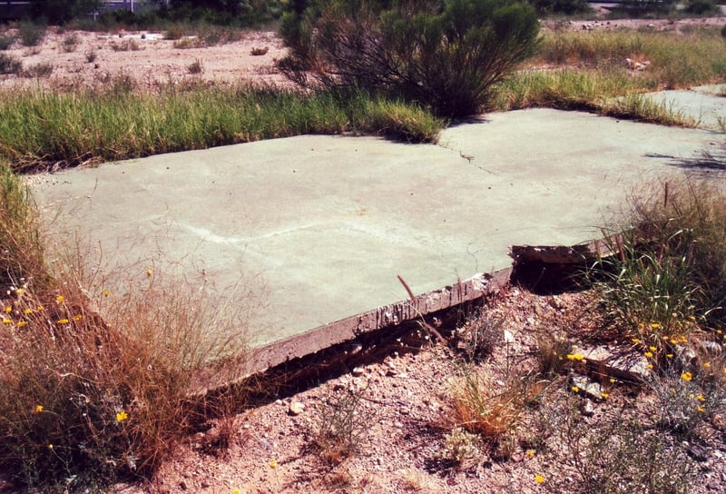 Concrete slab of the ticket booth(s)