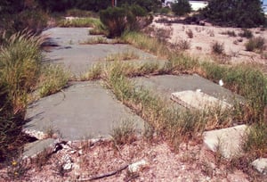 Concrete slab of the ticket booth(s)