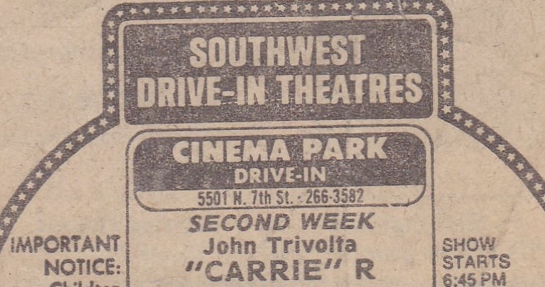 AZ Republic newspaper Ad for the Horror movie Carrie. In this Ad you can see it was in its second week. This ad is from 1976