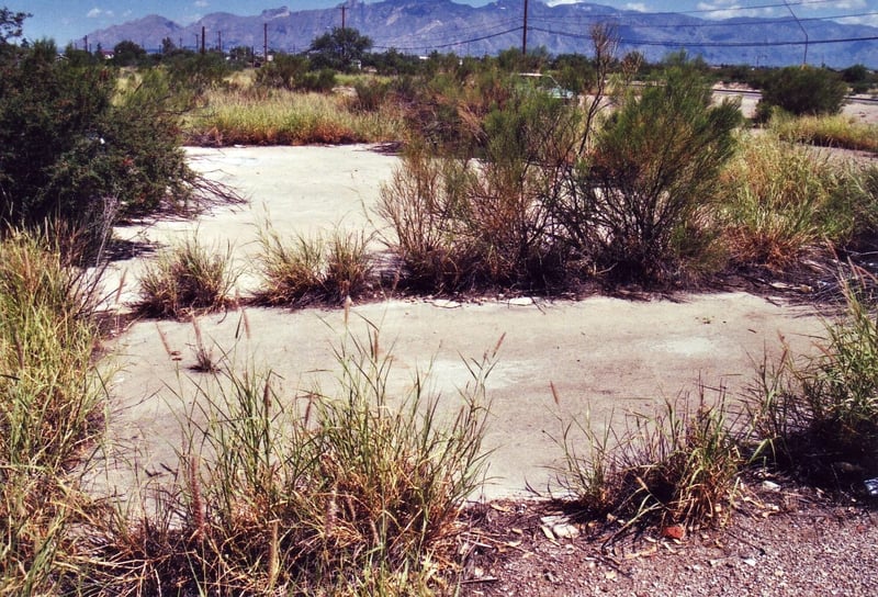 Concrete slab of the former ticket booth