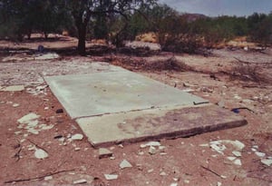 Concrete slab where the ticket booth once stood