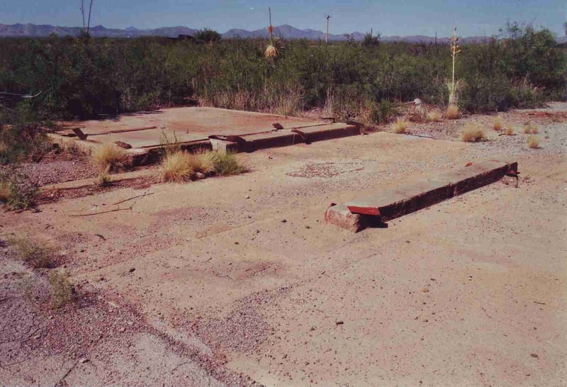 Concrete slab where the ticket booth once stood on