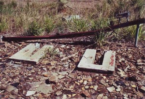 Concrete foundation where the projectors used to be installed