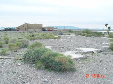 concrete pad of concession/projection building