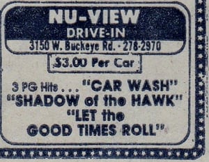 AZ Republic newspaper Ad for a Comedy triple feature at the Nu-View Drive In in Phoenix Arizona from 1977