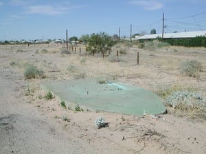 Entrance kiosk remains