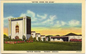 Post card of Drive-in Theatre in Phonix Arizona