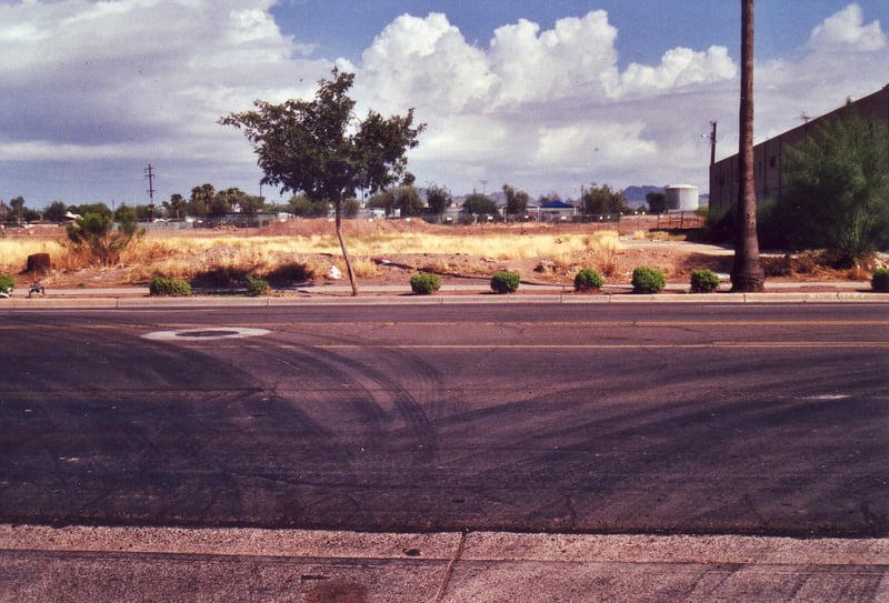 The building on the right is the operating Phoenix Sunrise Motel