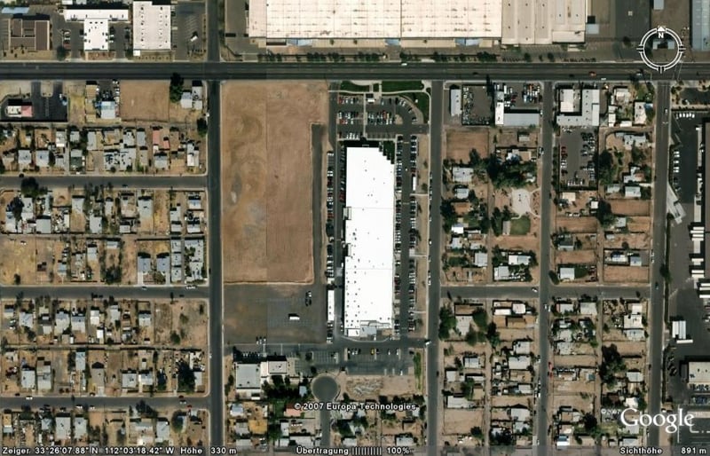 Aerial view of former drive-in site