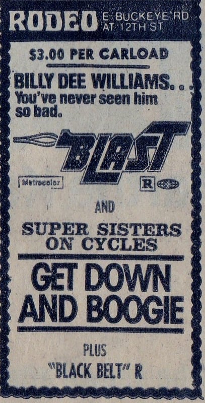 AZ Republic newspaper Ad for an amazing triple feature at the Rodeo Drive-In in Phoenix Arizona. This ad is from 1977