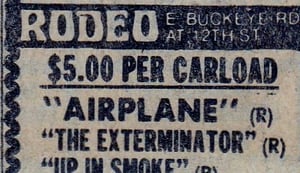 AZ Republic newspaper Ad for an amazing triple feature at the Rodeo Drive-In in Phoenix Arizona. This ad is from 1980. 2 Comedies and Action exploitation