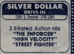 AZ Republic newspaper Ad for a triple feature at the Silver Dollar Drive-In in Phoenix Arizona. This ad is from 1977