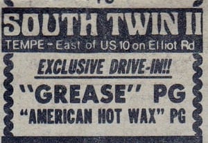 AZ Republic newspaper Ad for this double feature playing on screen 2 of the South Twin Drive In Tempe AZ from 1979