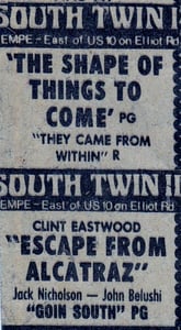 AZ Republic newspaper Ad for a SCI-Fi double feature on Screen 1 an an action double feature on Screen 2 at the South Twin 12 Drive In Tempe AZ from summer 1979