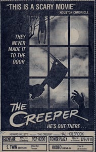 AZ Republic newspaper Ad for this Little known horror film called THE CREEPER from 1980. At the bottom of the Ad you can see it played at the South Twin 12 Drive In Tempe AZ