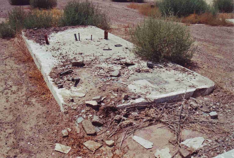 One of the ticket booth slabs