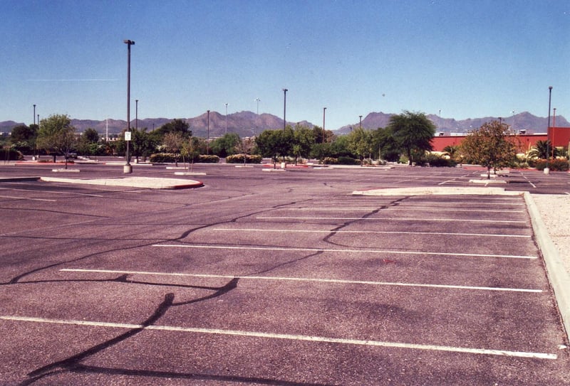 The parking lot of the theater