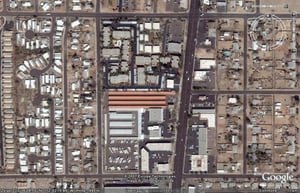 Aerial view of drive-in site as it looks today